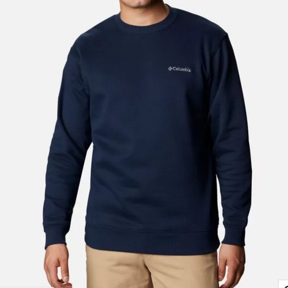 Columbia Hart Mountain II 2 Crew Neck Ribbed Cuffs and Waistband Heather Navy M - Picture 1 of 16